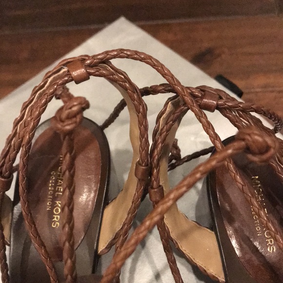 Michael Kors Collection Lace up Leather Sandals, Chocolate, Suze 40 1/2 - Picture 11 of 11